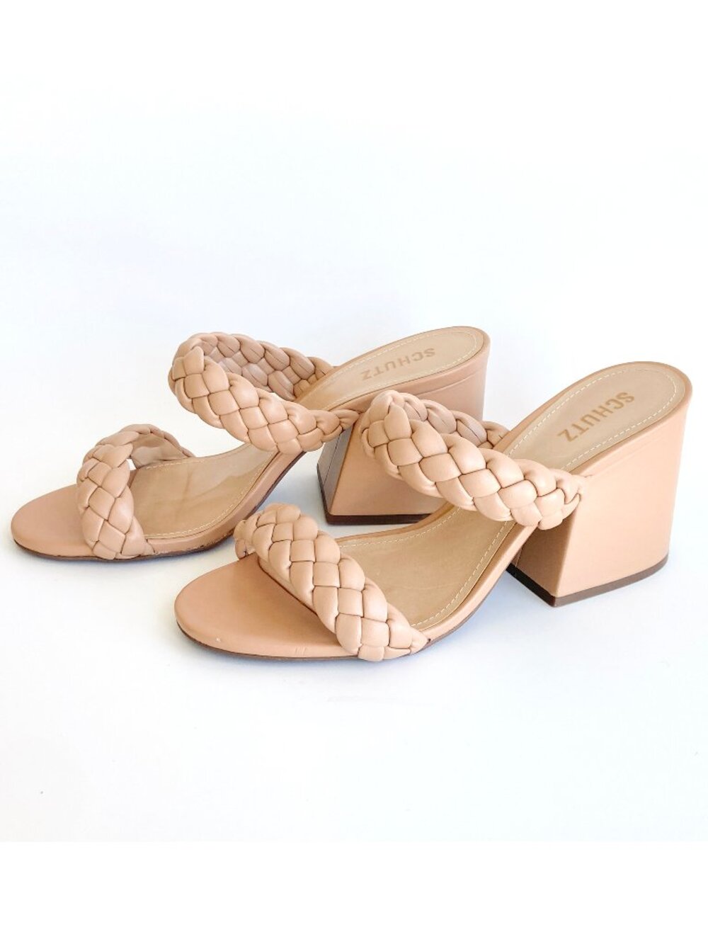 Schutz ELIDA Braided Strap Chunky Heel Sandals